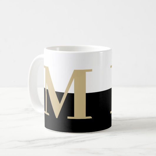 Elegante moderne Monogram-Geschenke Gold Black Cof Kaffeetasse (Vorderseite Links)