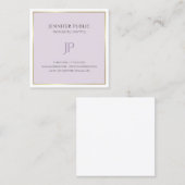 Elegante moderne Monogram Gold Lila Trendy Schlich Quadratische Visitenkarte (Vorne/Hinten)