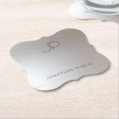 Elegante moderne Monogram Gold Silver Template Untersetzer (angewinkelt)