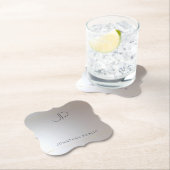 Elegante moderne Monogram Gold Silver Template Untersetzer (Vor Ort)