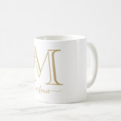 Elegante moderne Monogram Gold White Tasse (VorderseiteRechts)