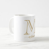 Elegante moderne Monogram Gold White Tasse (Vorderseite Links)