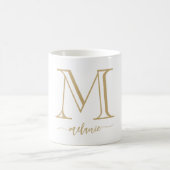Elegante moderne Monogram Gold White Tasse (Mittel)