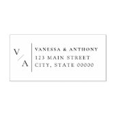 Elegante moderne Monogram-Hochzeitstil-Rücksendead Permastempel (Design)