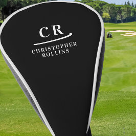 Elegante moderne Monogram-Initials Name Custom Bla Golf Headcover