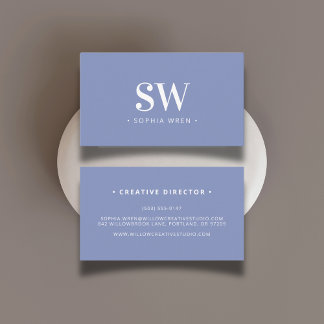 Elegante moderne Monogram Minimal Periwinkle Visitenkarte