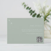 Elegante moderne Monogram Sage Green Wedding Begleitkarte (Stehend Vorderseite)