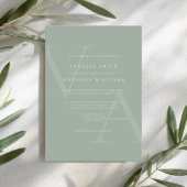 Elegante moderne Monogram Sage Green Wedding Einladung