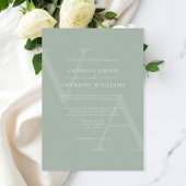 Elegante moderne Monogram Sage Green Wedding Einladung