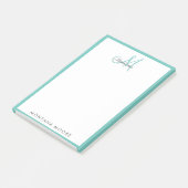 Elegante moderne Monogram Simple Girly Aquamarin  Post-it Klebezettel (angewinkelt)