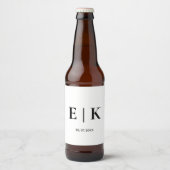 Elegante moderne Monogram Simple Wedding Bierflaschenetikett (Vorderseite)