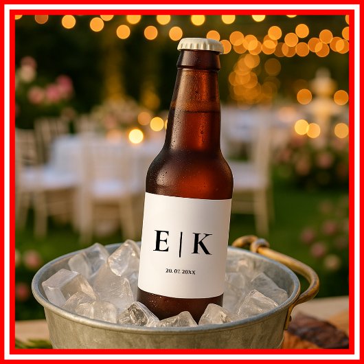 Elegante moderne Monogram Simple Wedding Bierflaschenetikett