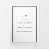 Elegante moderne Monogram Simple Wedding Dreifach Gefaltete Einladung (Cover)
