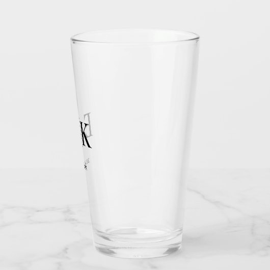Elegante moderne Monogram Simple Wedding Glas (Links)