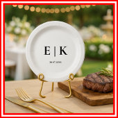Elegante moderne Monogram Simple Wedding Pappteller