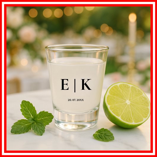 Elegante moderne Monogram Simple Wedding Schnapsglas