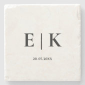 Elegante moderne Monogram Simple Wedding Steinuntersetzer (Vorderseite)