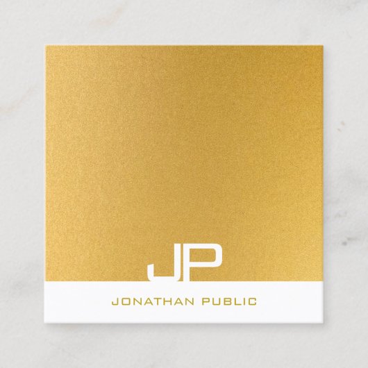 Elegante moderne Monogram Template Trendy Gold Quadratische Visitenkarte (Vorderseite)