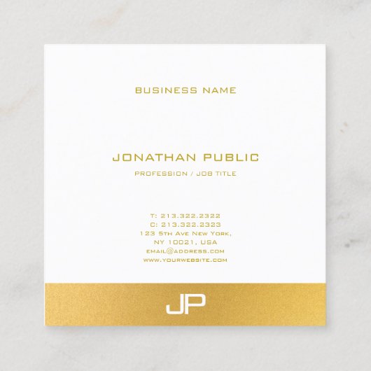 Elegante moderne Monogram Template Trendy Gold Quadratische Visitenkarte (Rückseite)