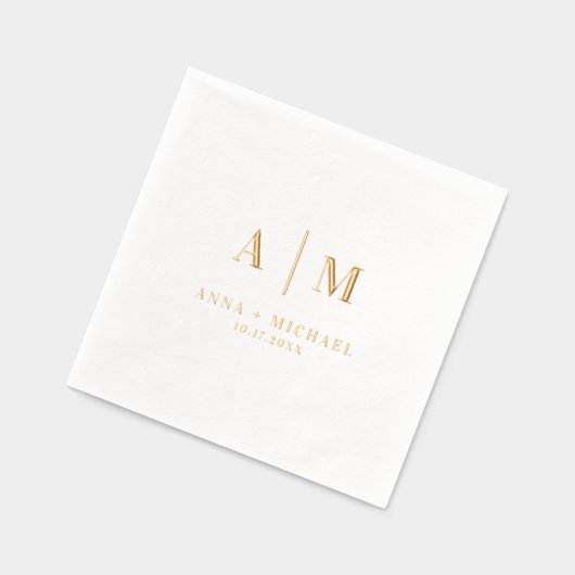 Elegante moderne Monogram Wedding Napkins Servietten Mit Folie (Links)
