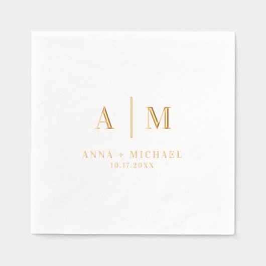Elegante moderne Monogram Wedding Napkins Servietten Mit Folie (Vorderseite)