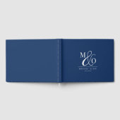 Elegante moderne Monogram Wedding Navy Blue Gästebuch (Voll)
