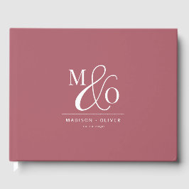 Elegante Moderne Monogram Wedding Terracotta Gästebuch