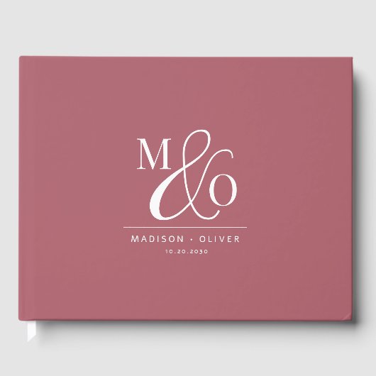 Elegante Moderne Monogram Wedding Terracotta Gästebuch (Vorderseite)