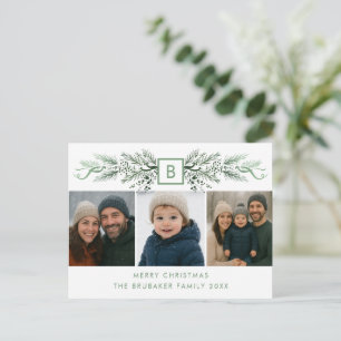 Elegante moderne Monogramm Budget 3 Foto Weihnacht Feiertagspostkarte