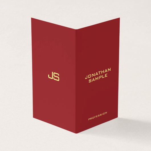 Elegante moderne Monogramm erste vertikale Falte Visitenkarten (Vorderseite)