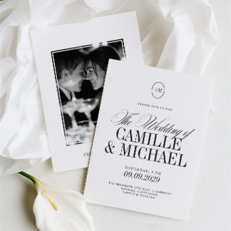 Elegante moderne Monogramm-Foto-Hochzeit Einladung