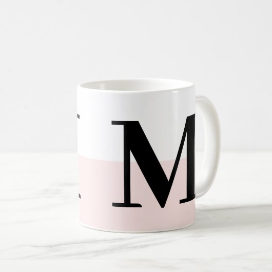 Elegante moderne Monogramm-Geschenk Rosa Pink-Tass Kaffeetasse (VorderseiteRechts)