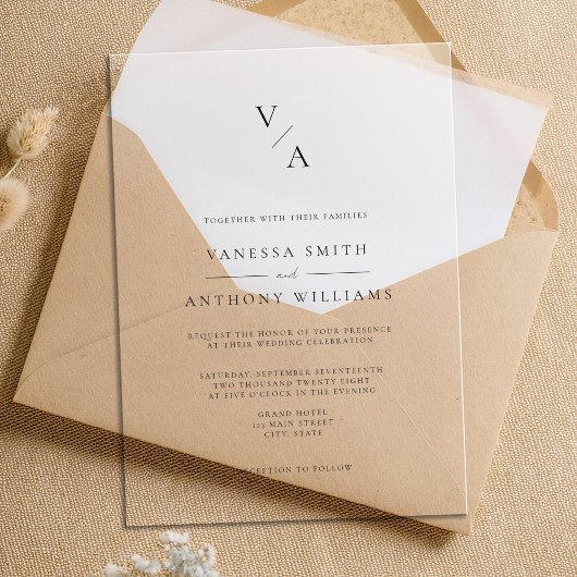 Elegante Moderne Monogramm-Hochzeit Acryleinladungen