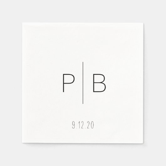 Elegante moderne Monogramm-Hochzeit mit benutzerde Serviette (Vorderseite)