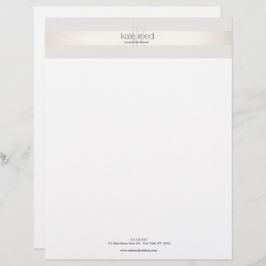 Elegante moderne Monogramm-IMITATE Silber gestreif Briefbogen (Vorne/Hinten)