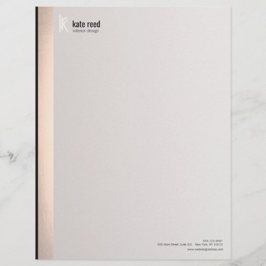 Elegante moderne Monogramm-IMITATE Silber gestreif Briefkopf (Vorderseite)