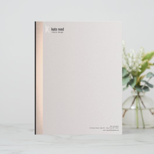 Elegante moderne Monogramm-IMITATE Silber gestreif Briefkopf (Stehend Vorderseite)