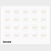 Elegante moderne Monogramm-Initialen Gründungsdatu Runder Aufkleber (Blatt)
