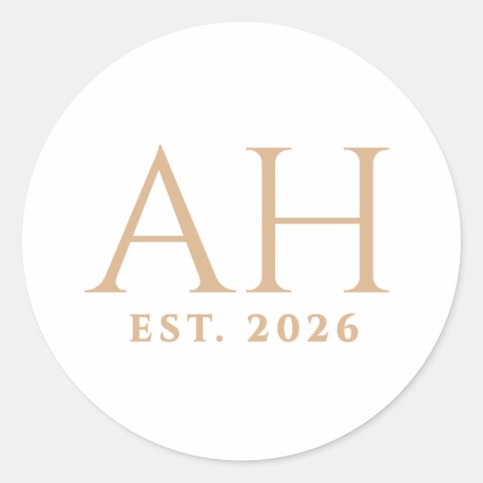 Elegante moderne Monogramm-Initialen Gründungsdatu Runder Aufkleber (Vorderseite)