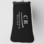 Elegante moderne Monogramm-Initialen Name Black Pu Golf Headcover (Rotieren 90)