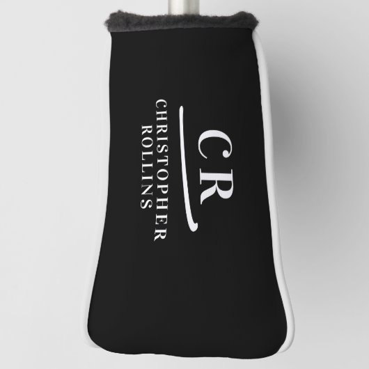 Elegante moderne Monogramm-Initialen Name Black Pu Golf Headcover (Rotieren 90)