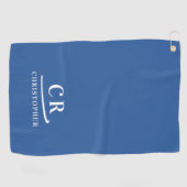 Elegante moderne Monogramm-Initialen Name Blau Wei Golfhandtuch (Horizontal)