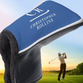 Elegante moderne Monogramm-Initialen Name Blue Put Golf Headcover