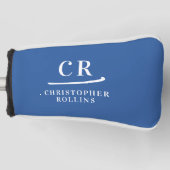 Elegante moderne Monogramm-Initialen Name Blue Put Golf Headcover (Vorderseite)