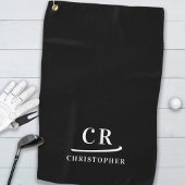 Elegante moderne Monogramm-Initialen Name Schwarz- Golfhandtuch