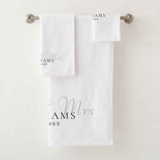Elegante moderne Mr. and Mrs. etabliert Badhandtuch Set (Insitu)