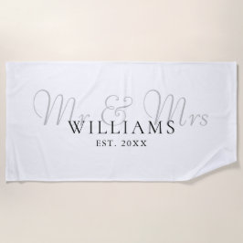 Elegante moderne Mr. and Mrs. etabliert Strandtuch