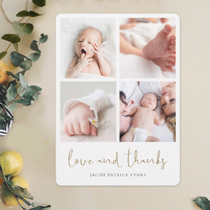 Elegante moderne Multi Foto Collage Baby Dusche Dankeskarte