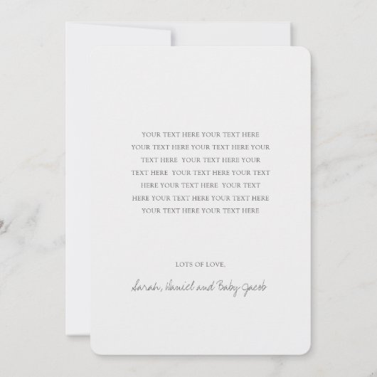 Elegante moderne Multi Foto Collage Baby Dusche Dankeskarte (Rückseite)