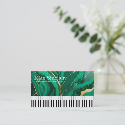 Elegante Moderne Musik Beruflich Piano Lehrer Visitenkarte (Stehend Vorderseite)